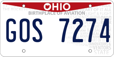 OH license plate GOS7274