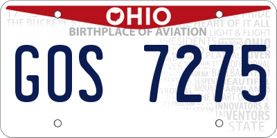 OH license plate GOS7275