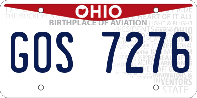 OH license plate GOS7276