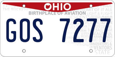 OH license plate GOS7277
