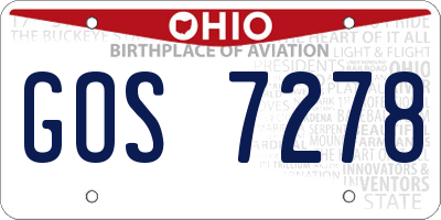 OH license plate GOS7278