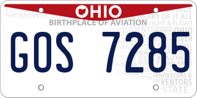 OH license plate GOS7285