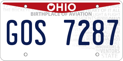 OH license plate GOS7287