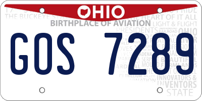 OH license plate GOS7289