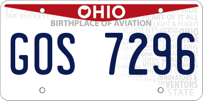 OH license plate GOS7296