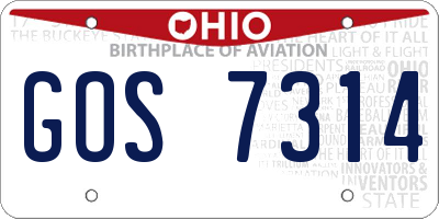 OH license plate GOS7314