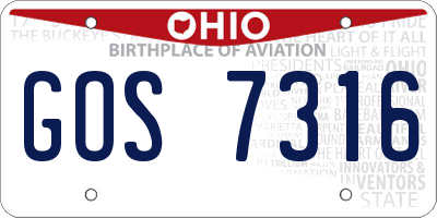 OH license plate GOS7316