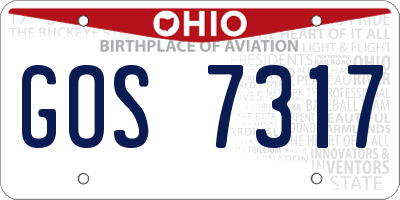 OH license plate GOS7317