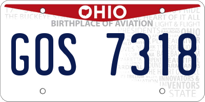 OH license plate GOS7318