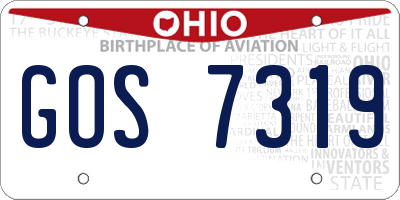 OH license plate GOS7319
