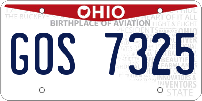 OH license plate GOS7325