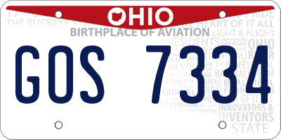 OH license plate GOS7334