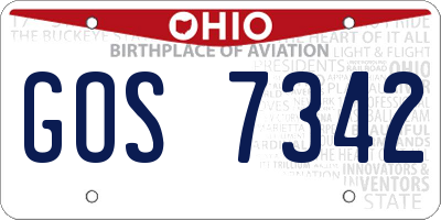 OH license plate GOS7342