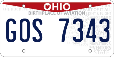 OH license plate GOS7343