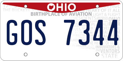 OH license plate GOS7344