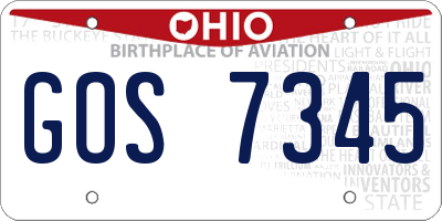 OH license plate GOS7345