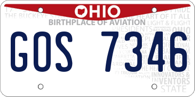 OH license plate GOS7346