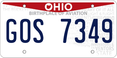 OH license plate GOS7349