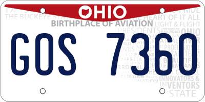 OH license plate GOS7360