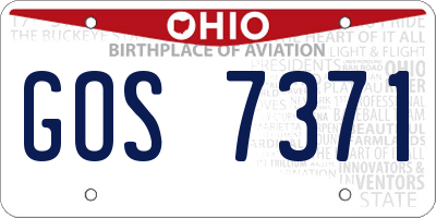 OH license plate GOS7371
