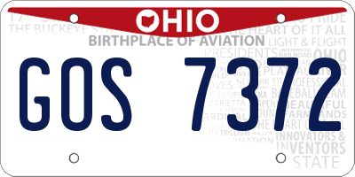 OH license plate GOS7372