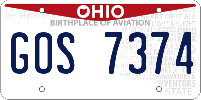 OH license plate GOS7374