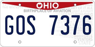 OH license plate GOS7376