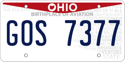 OH license plate GOS7377
