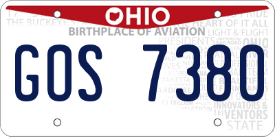 OH license plate GOS7380