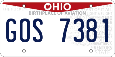 OH license plate GOS7381