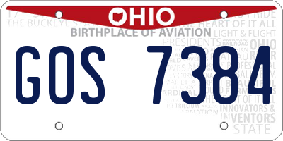 OH license plate GOS7384