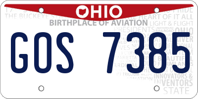 OH license plate GOS7385