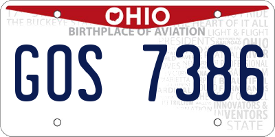 OH license plate GOS7386