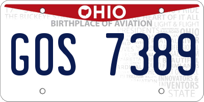 OH license plate GOS7389
