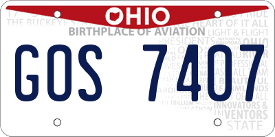 OH license plate GOS7407