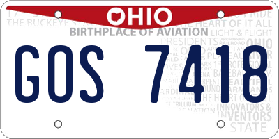 OH license plate GOS7418