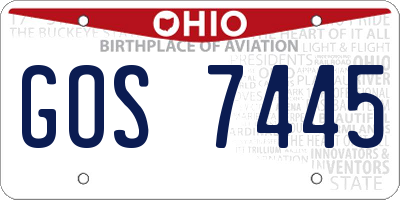 OH license plate GOS7445