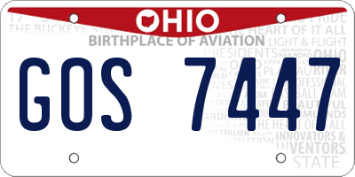 OH license plate GOS7447