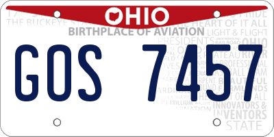 OH license plate GOS7457