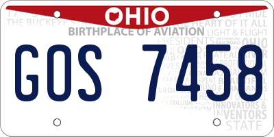 OH license plate GOS7458