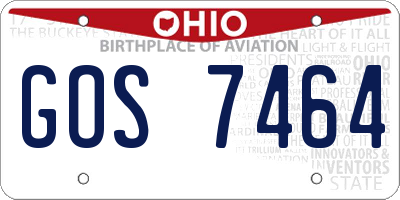 OH license plate GOS7464