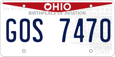 OH license plate GOS7470