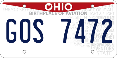 OH license plate GOS7472