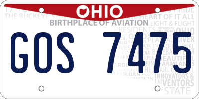 OH license plate GOS7475