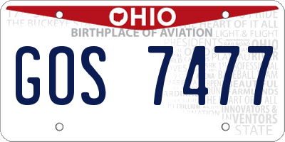OH license plate GOS7477