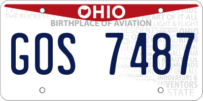 OH license plate GOS7487