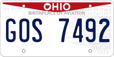 OH license plate GOS7492