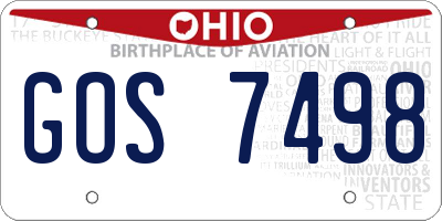 OH license plate GOS7498