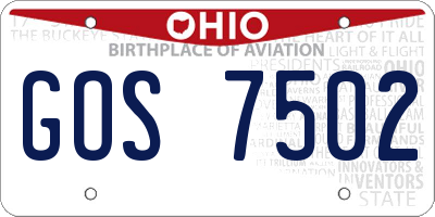 OH license plate GOS7502