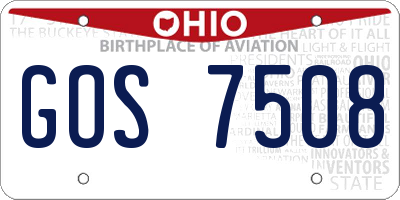 OH license plate GOS7508